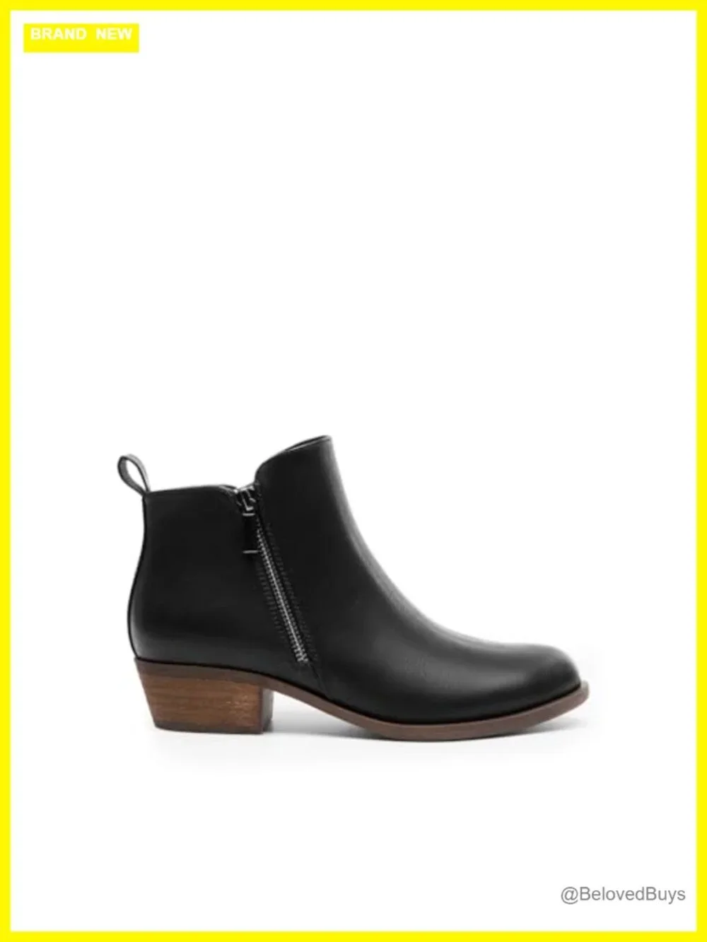 Faux Leather Low Chunky Heel Ankle Booties with Side Zip